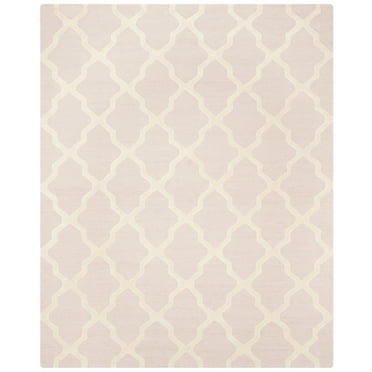 SAFAVIEH Cambridge Liam Geometric Wool Area Rug, Light Pink/Ivory, 4' x 4' Square
