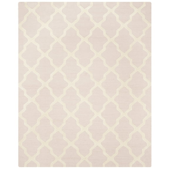 SAFAVIEH Cambridge Liam Geometric Wool Area Rug, Light Pink/Ivory, 4' x 4' Square