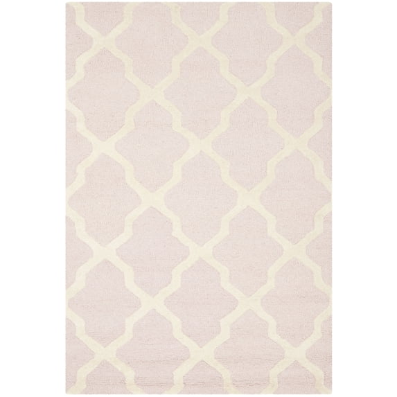 SAFAVIEH Cambridge Liam Geometric Wool Area Rug, Light Pink/Ivory, 4' x 6'