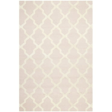 SAFAVIEH Cambridge Liam Geometric Wool Area Rug, Light Pink/Ivory, 5' x 8'
