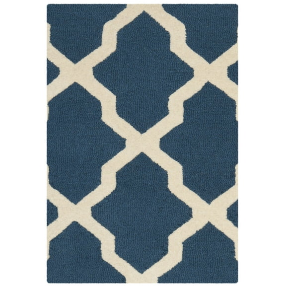 SAFAVIEH Cambridge Liam Geometric Wool Area Rug, Navy Blue/Ivory, 2' x 3'