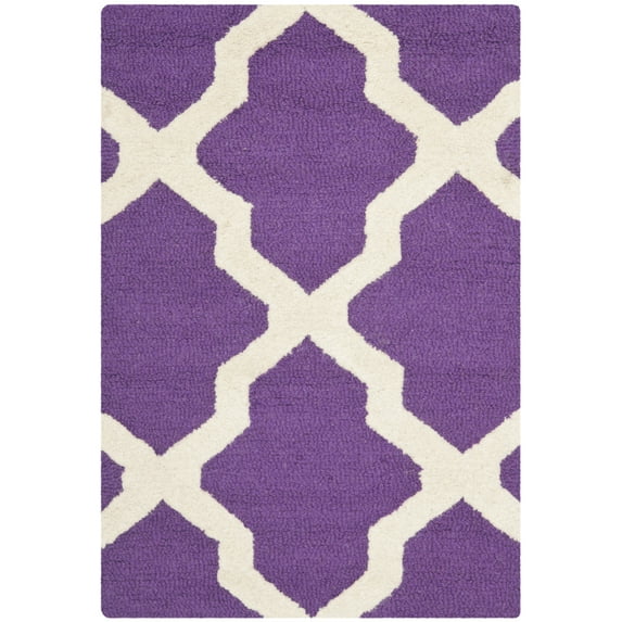 SAFAVIEH Cambridge Liam Geometric Wool Area Rug, Purple/Ivory, 2' x 3'