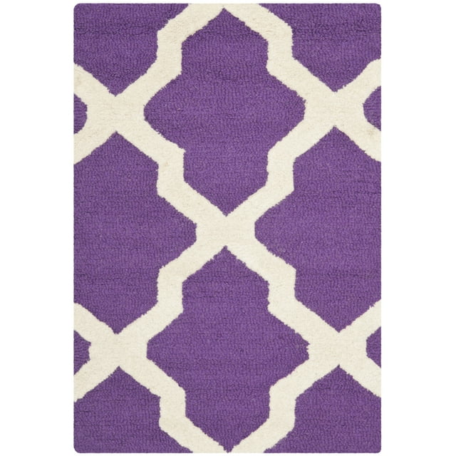 SAFAVIEH Cambridge Liam Geometric Wool Area Rug, Purple/Ivory, 2' x 3'