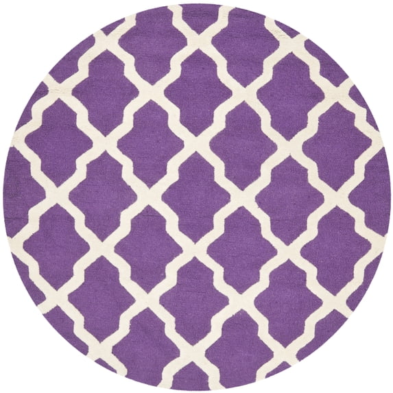 SAFAVIEH Cambridge Liam Geometric Wool Area Rug, Purple/Ivory, 6' x 6' Round