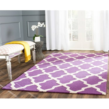 SAFAVIEH Cambridge Liam Geometric Wool Area Rug, Purple/Ivory, 8' x 8' Square
