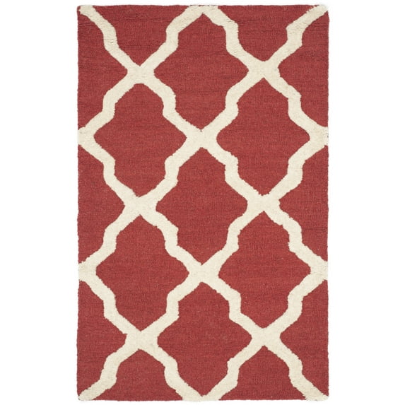 SAFAVIEH Cambridge Liam Geometric Wool Area Rug, Rust/Ivory, 2'6" x 4'