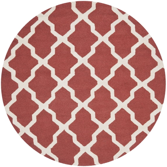 SAFAVIEH Cambridge Liam Geometric Wool Area Rug, Rust/Ivory, 6' x 6' Round