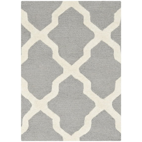 SAFAVIEH Cambridge Liam Geometric Wool Area Rug, Silver/Ivory, 2' x 3'