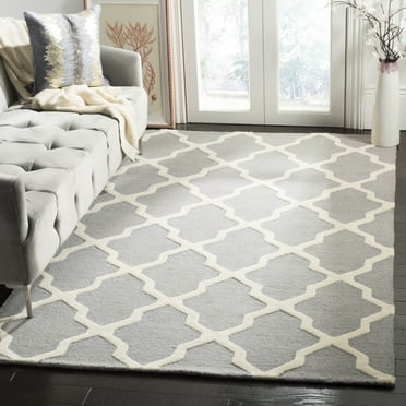 SAFAVIEH Cambridge Liam Geometric Wool Area Rug, Silver/Ivory, 8' x 10'