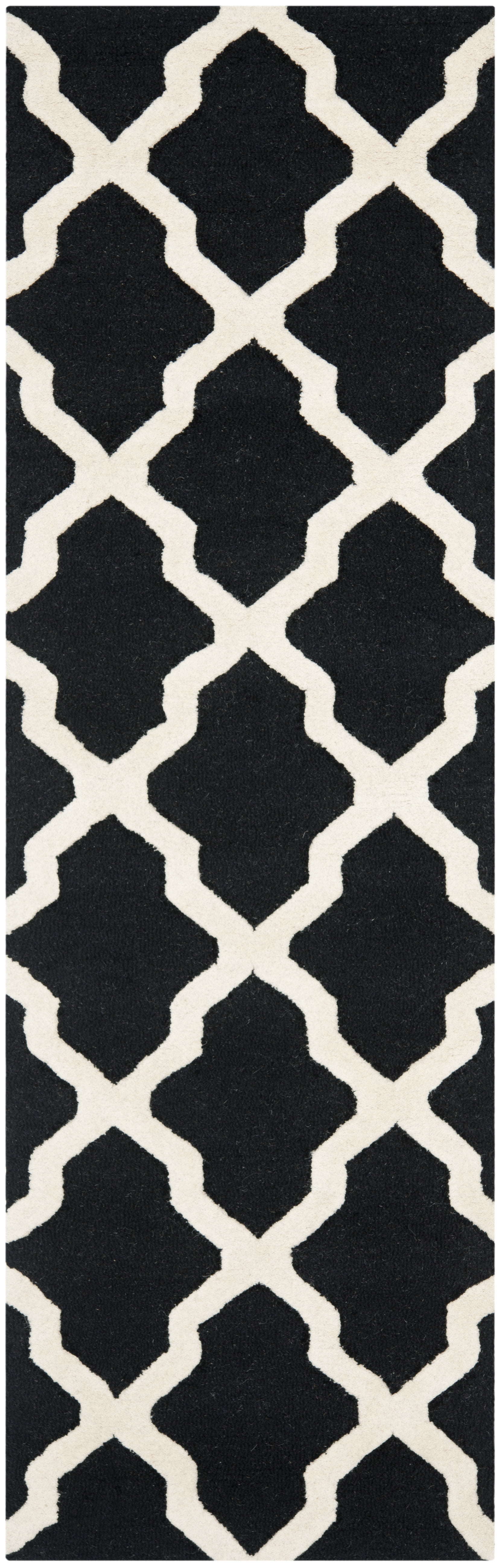 SAFAVIEH Cambridge Liam Geometric Wool Runner Rug, Black/Ivory, 2'6" x 10'