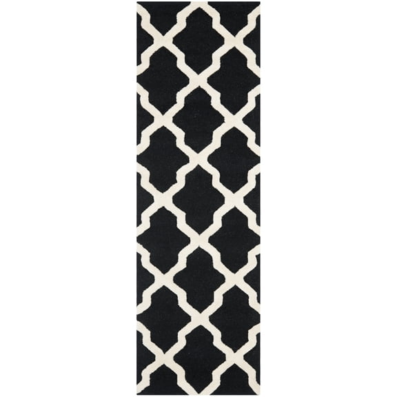 SAFAVIEH Cambridge Liam Geometric Wool Runner Rug, Black/Ivory, 2'6" x 20'