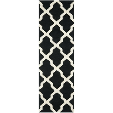 SAFAVIEH Cambridge Liam Geometric Wool Runner Rug, Black/Ivory, 2'6" x 6'