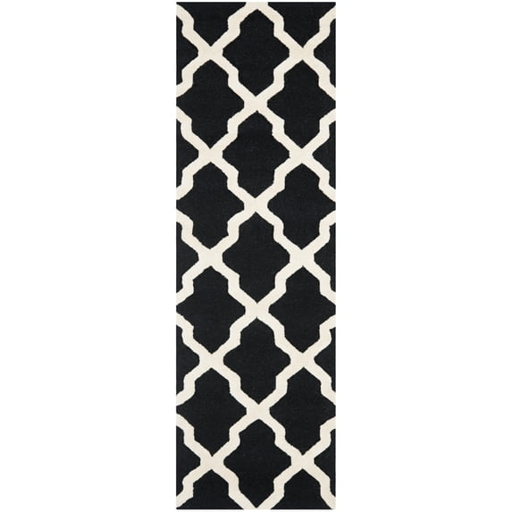 SAFAVIEH Cambridge Liam Geometric Wool Runner Rug, Black/Ivory, 2'6" x 8'