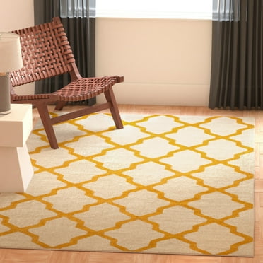 SAFAVIEH Cambridge Liam Geometric Wool Runner Rug, Ivory/Gold, 2'6" x 12'