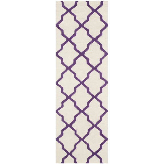 SAFAVIEH Cambridge Liam Geometric Wool Runner Rug, Ivory/Purple, 2'6" x 8'