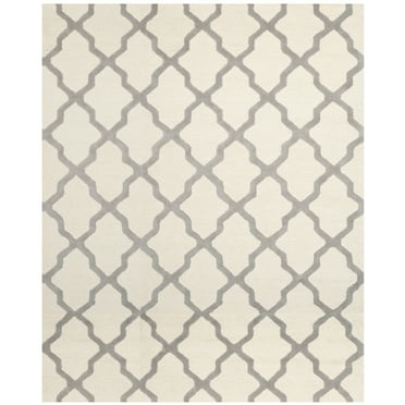 SAFAVIEH Cambridge Liam Geometric Wool Runner Rug, Ivory/Silver, 2'6" x 16'