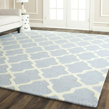 SAFAVIEH Cambridge Liam Geometric Wool Runner Rug, Light Blue/Ivory, 2'6" x 22'