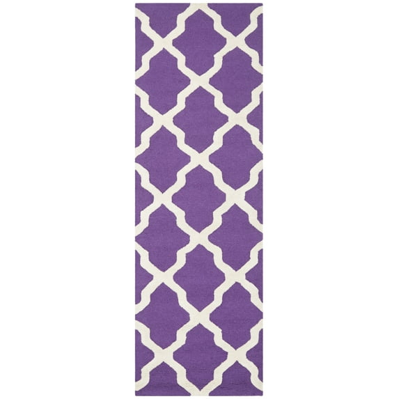SAFAVIEH Cambridge Liam Geometric Wool Runner Rug, Purple/Ivory, 2'6" x 10'