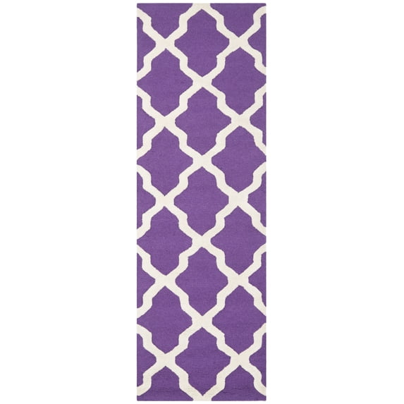 SAFAVIEH Cambridge Liam Geometric Wool Runner Rug, Purple/Ivory, 2'6" x 12'