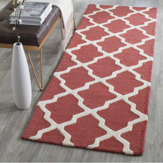 SAFAVIEH Cambridge Liam Geometric Wool Runner Rug, Rust/Ivory, 2'6" x 6'