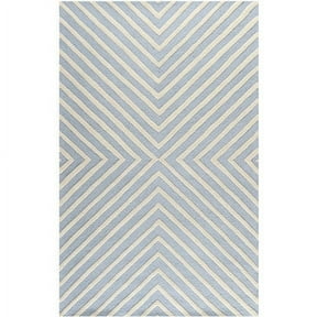 SAFAVIEH Cambridge Lilly Diamond Striped Wool Area Rug, Light Blue/Ivory, 2' x 3'