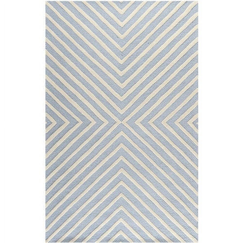 Hand-tufted Light Blue/Ivory Wool Square Rug - 4' x 4'