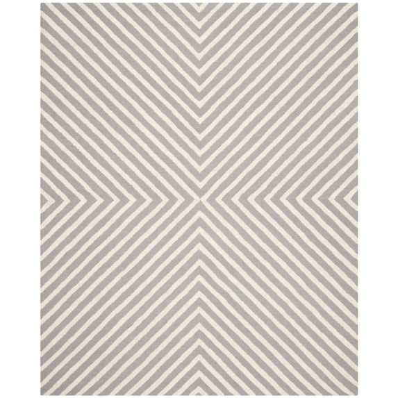 SAFAVIEH Cambridge Lilly Diamond Striped Wool Area Rug, Silver/Ivory, 2' x 3'