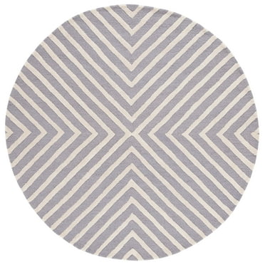 SAFAVIEH Cambridge Lilly Geometric Wool Area Rug, Silver/Ivory, 4' x 4' Round