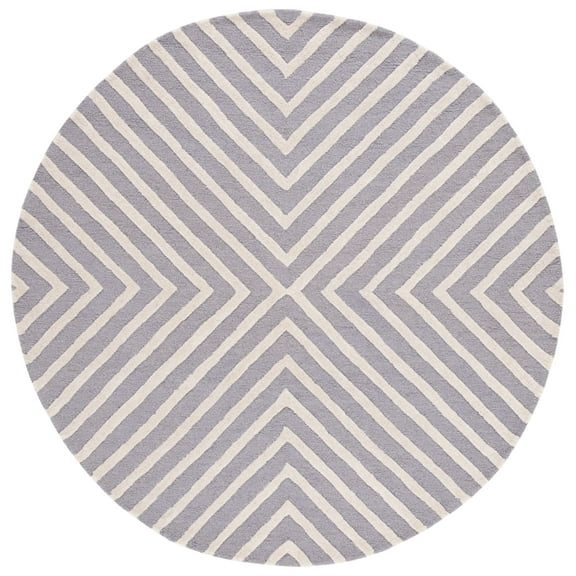 SAFAVIEH Cambridge Lilly Geometric Wool Area Rug, Silver/Ivory, 4' x 4' Round