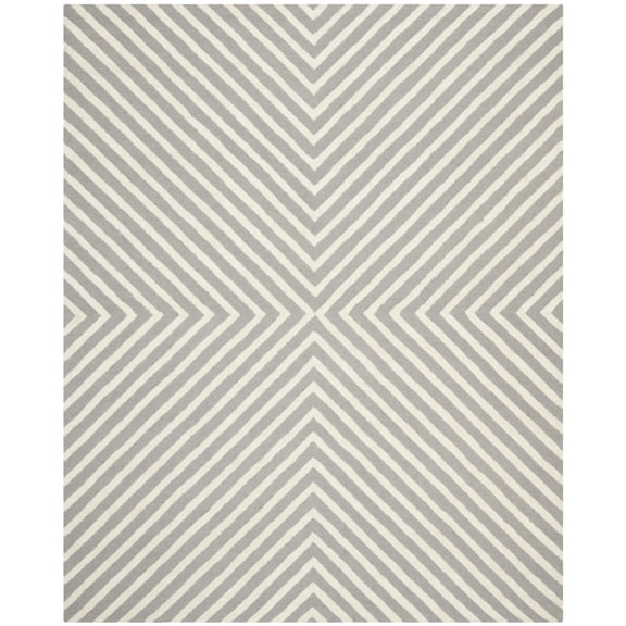 SAFAVIEH Cambridge Lilly Diamond Striped Wool Area Rug, Silver/Ivory, 5' x 7'