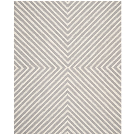SAFAVIEH Cambridge Lilly Diamond Striped Wool Runner Rug, Silver/Ivory, 2'6" x 18'