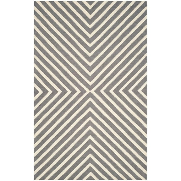 SAFAVIEH Cambridge Lilly Geometric Wool Area Rug, Dark Grey/Ivory, 5' x 8'