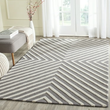 SAFAVIEH Cambridge Lilly Geometric Wool Area Rug, Dark Grey/Ivory, 5' x 8'