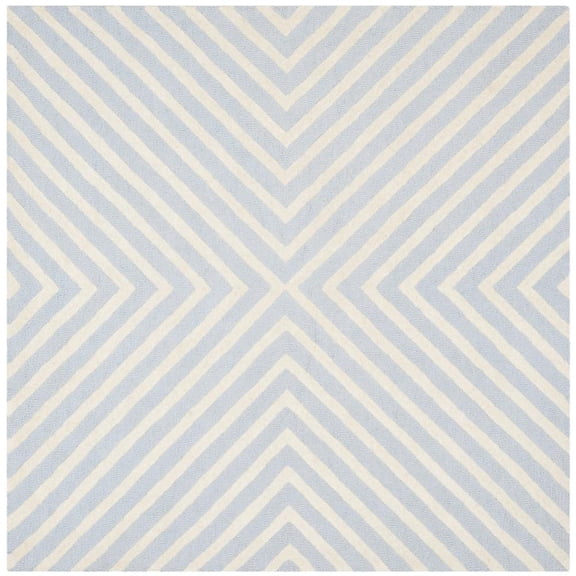 SAFAVIEH Cambridge Lilly Geometric Wool Area Rug, Light Blue/Ivory, 4' x 4' Square