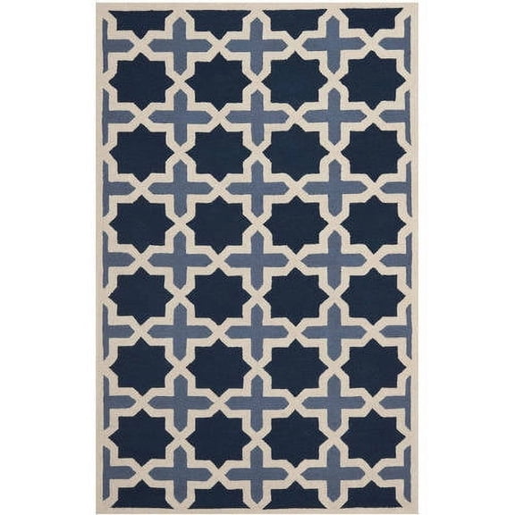 SAFAVIEH Cambridge Lincoln Geometric Wool Area Rug, Blue/Ivory, 3' x 5'