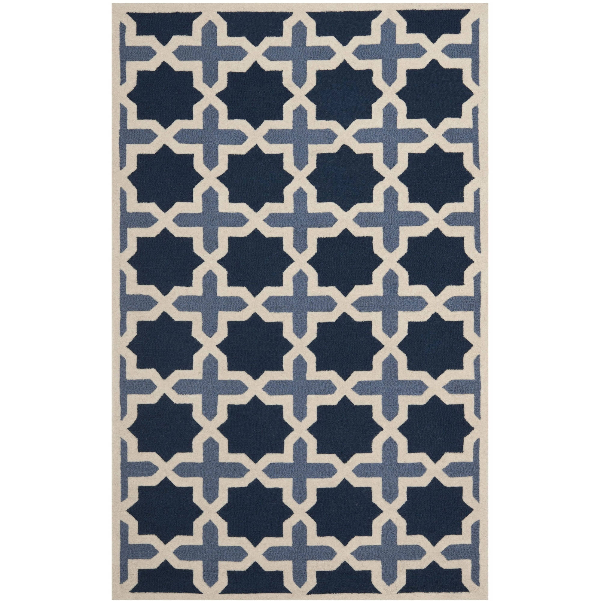SAFAVIEH Cambridge Lincoln Geometric Wool Area Rug, Blue/Ivory, 4' x 6'