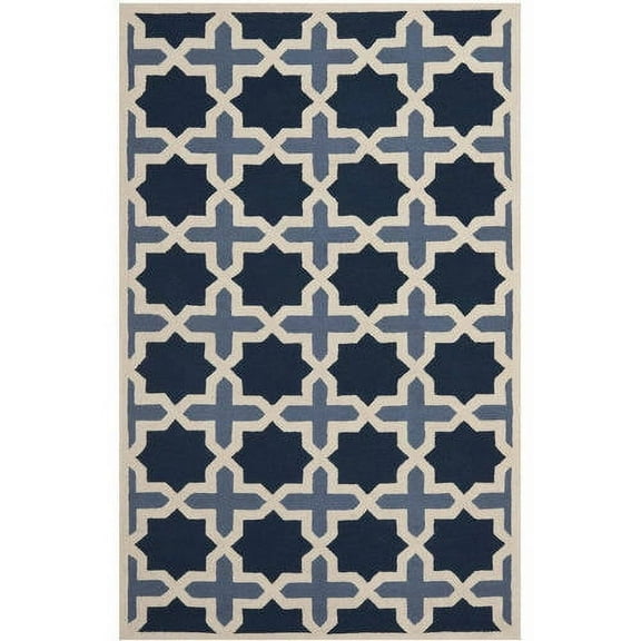 SAFAVIEH Cambridge Lincoln Geometric Wool Area Rug, Blue/Ivory, 5' x 8'