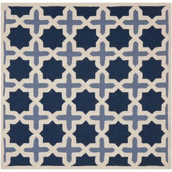 SAFAVIEH Cambridge Lincoln Geometric Wool Area Rug, Blue/Ivory, 8' x 8' Square