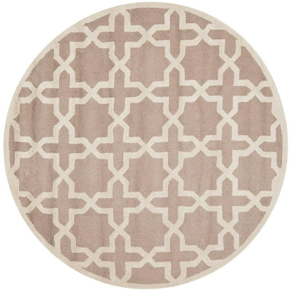 SAFAVIEH Cambridge Liz Geometric Wool Area Rug, Beige/Ivory, 6' x 6' Round