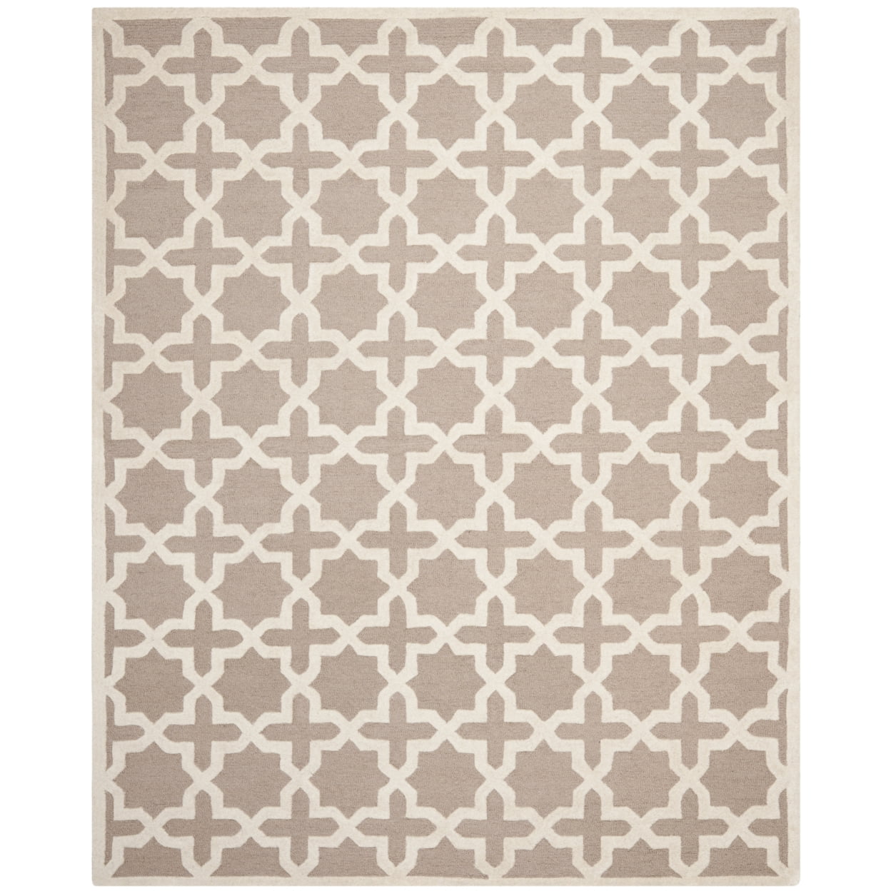 Handmade Cambridge Square Tufted Wool Rug in Beige/Ivory, 6'x6'