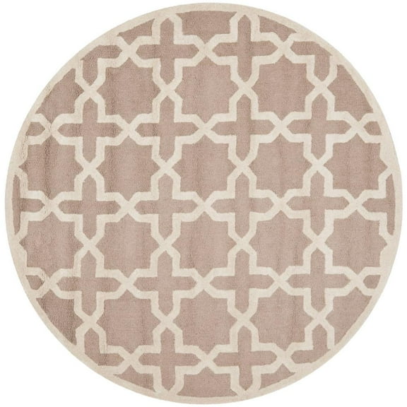 SAFAVIEH Cambridge Liz Geometric Wool Area Rug, Beige/Ivory, 8' x 8' Round