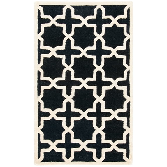 SAFAVIEH Cambridge Liz Geometric Wool Area Rug, Black/Ivory, 3' x 5'