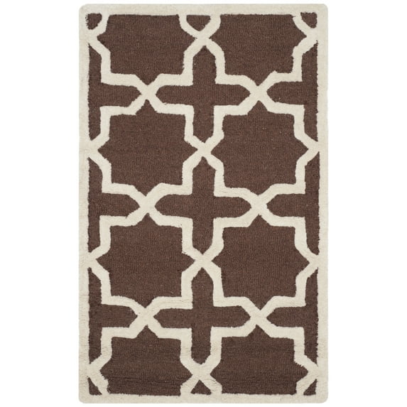 SAFAVIEH Cambridge Liz Geometric Wool Area Rug, Dark Brown/Ivory, 2' x 3'