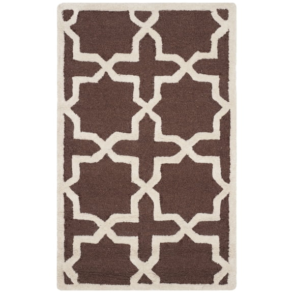 SAFAVIEH Cambridge Liz Geometric Wool Area Rug, Dark Brown/Ivory, 2' x 3'