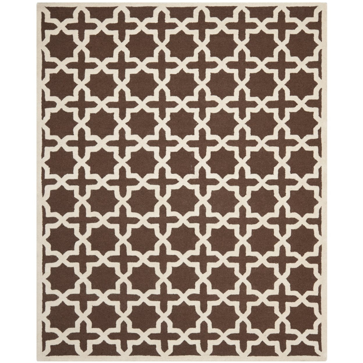 Hand-Tufted Dark Brown and Ivory Wool 4' x 6' Area Rug