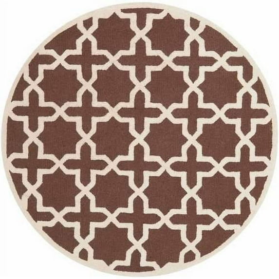 SAFAVIEH Cambridge Liz Geometric Wool Area Rug, Dark Brown/Ivory, 6' x 6' Square