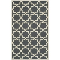 SAFAVIEH Cambridge Liz Geometric Wool Area Rug, Dark Grey/Ivory, 4' x 6'