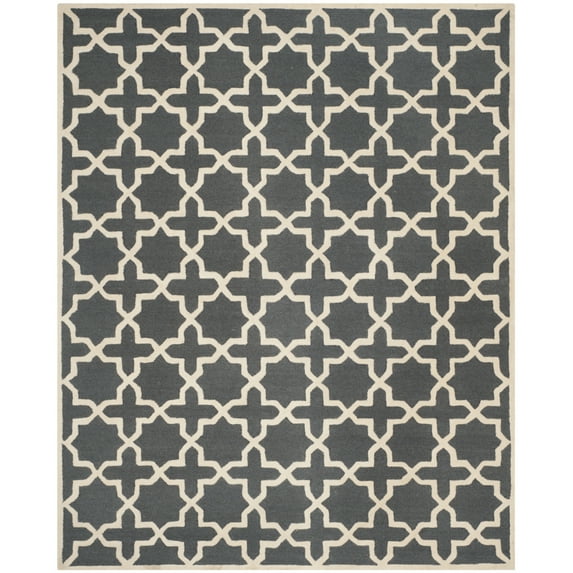 SAFAVIEH Cambridge Liz Geometric Wool Area Rug, Dark Grey/Ivory, 5' x 8'