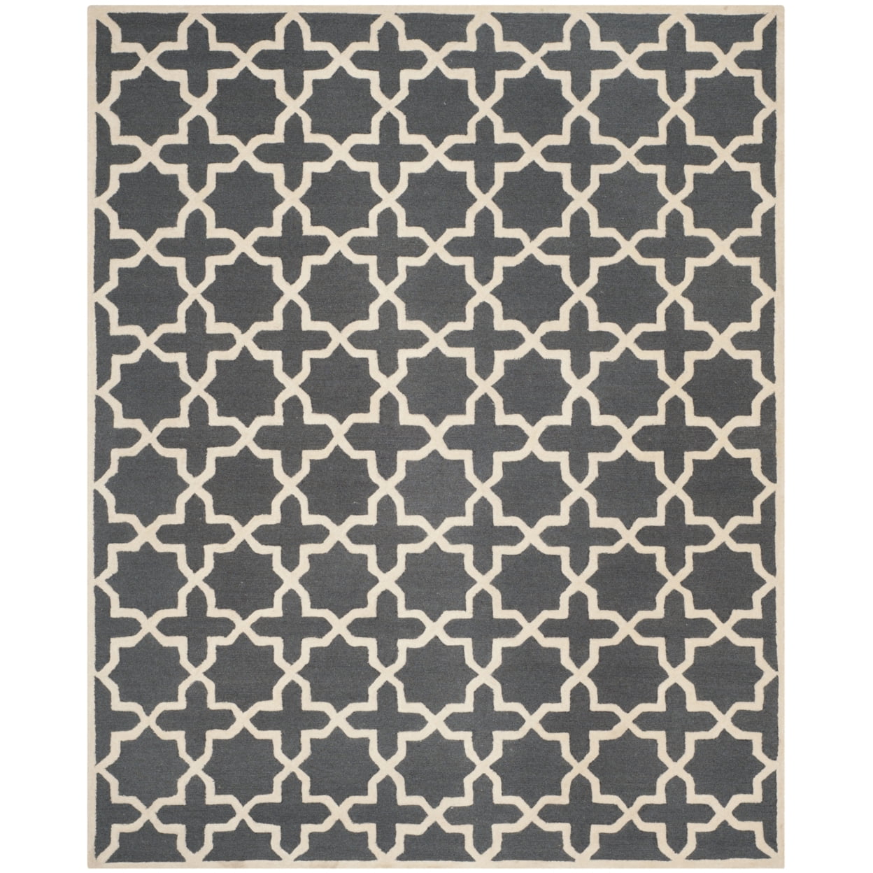 Hand-Tufted Cambridge Dark Grey & Ivory Wool 8' Square Rug