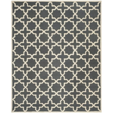 SAFAVIEH Cambridge Liz Geometric Wool Area Rug, Dark Grey/Ivory, 9' x 12'